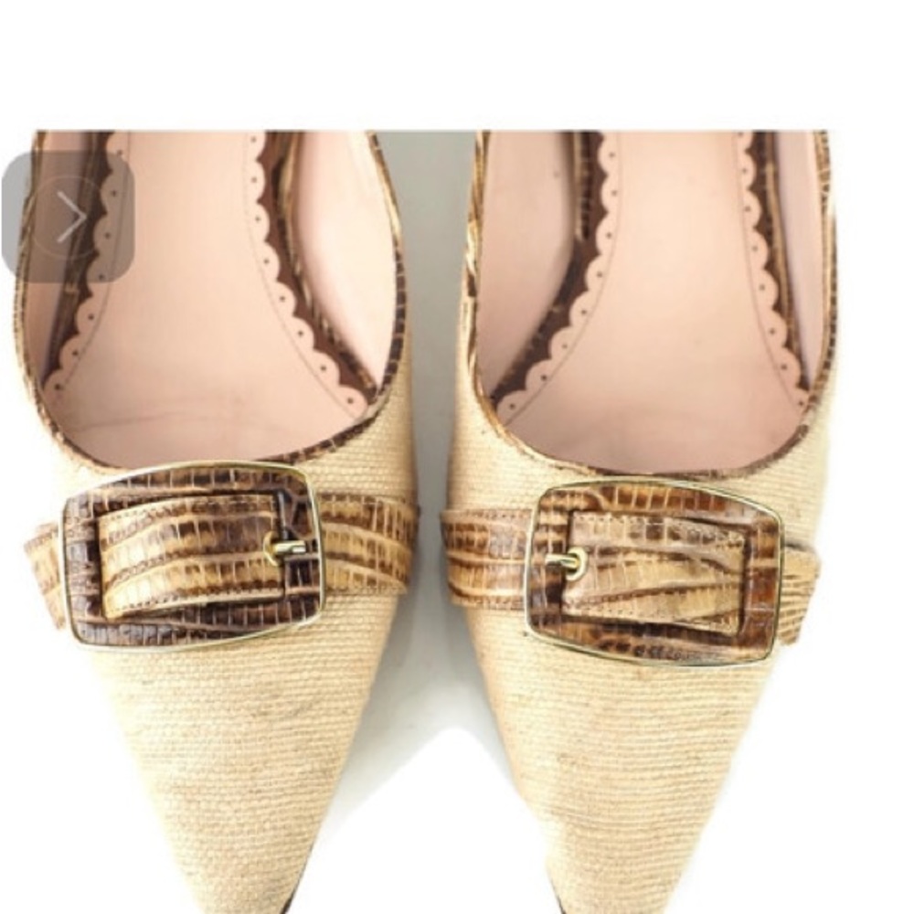 J Vincent pointed toe croc pattern buckle trim slip on